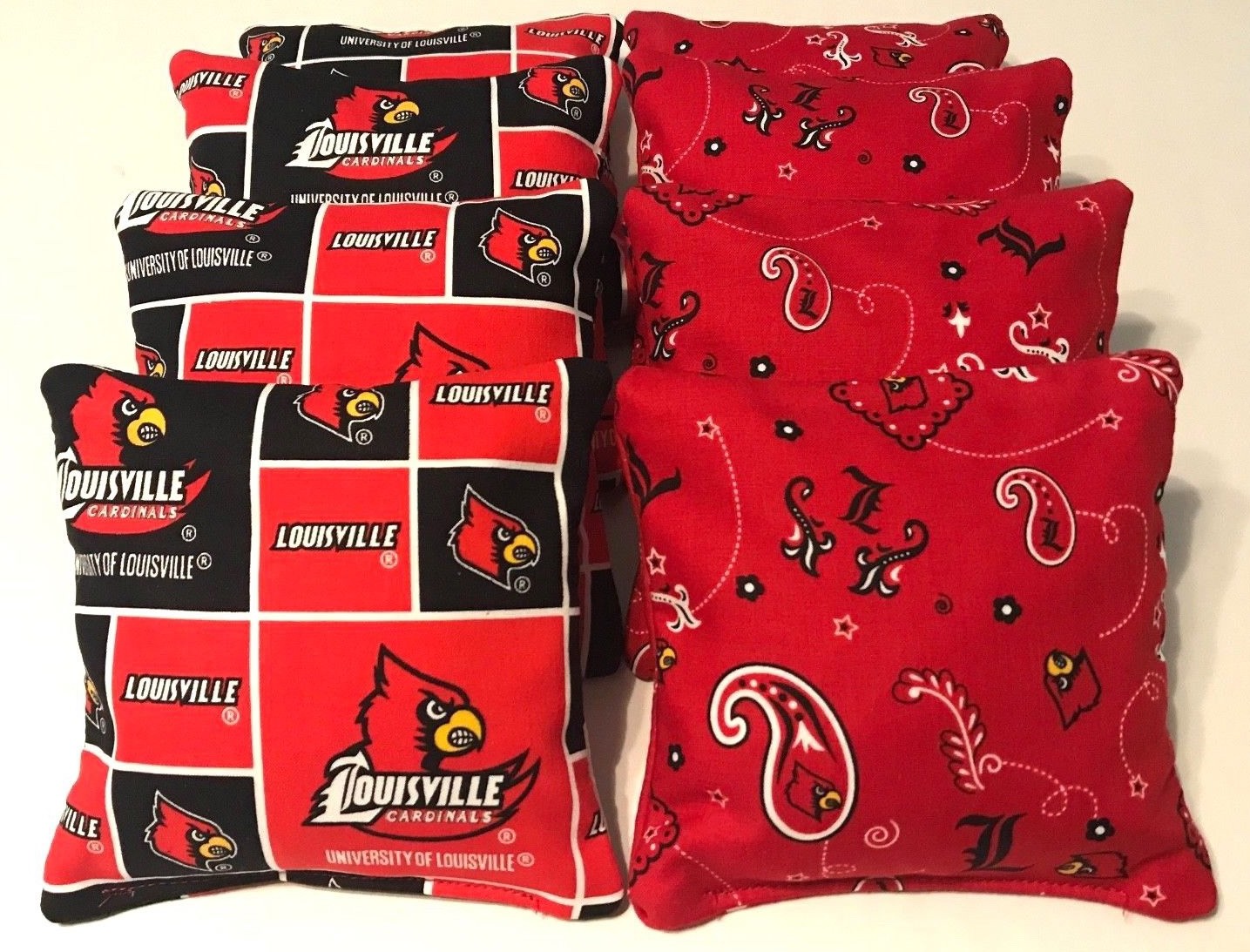 8 CORNHOLE BEAN BAGS LOUISVILLE CARDINALS PAISLEY CORN HOLE BAG TOSS GAME