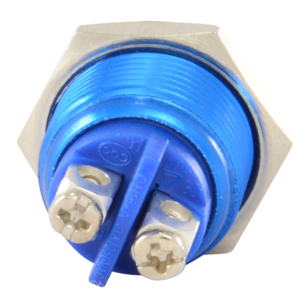 16mm Flush Mounted Momentary Blue Aluminium Round Push Button Switch