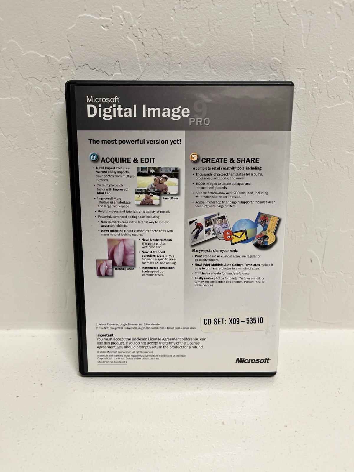 Microsoft Digital Image Pro 9 Windows Legacy 2003 Software 2 Disc Set