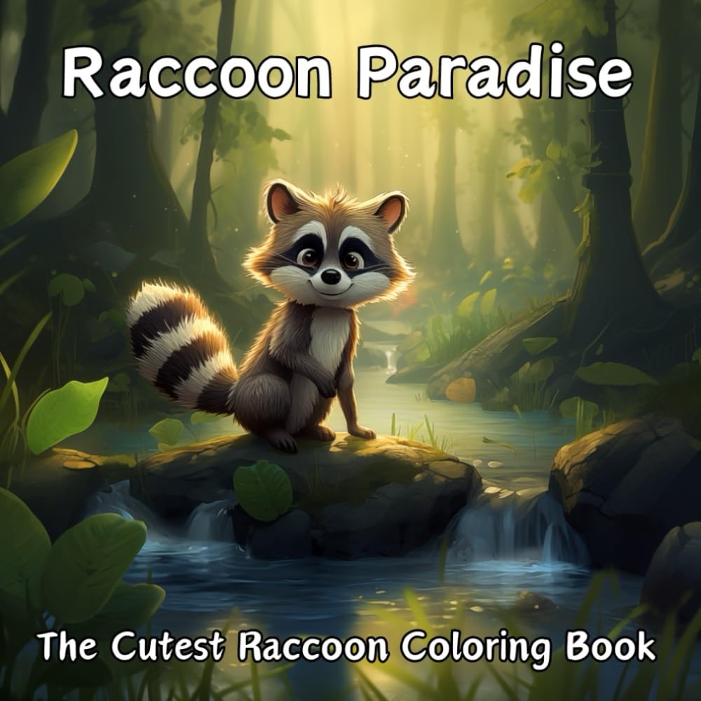 Raccoon Paradise: The Cutest Raccoon Coloring Book: Cute Coloring Book for Adult