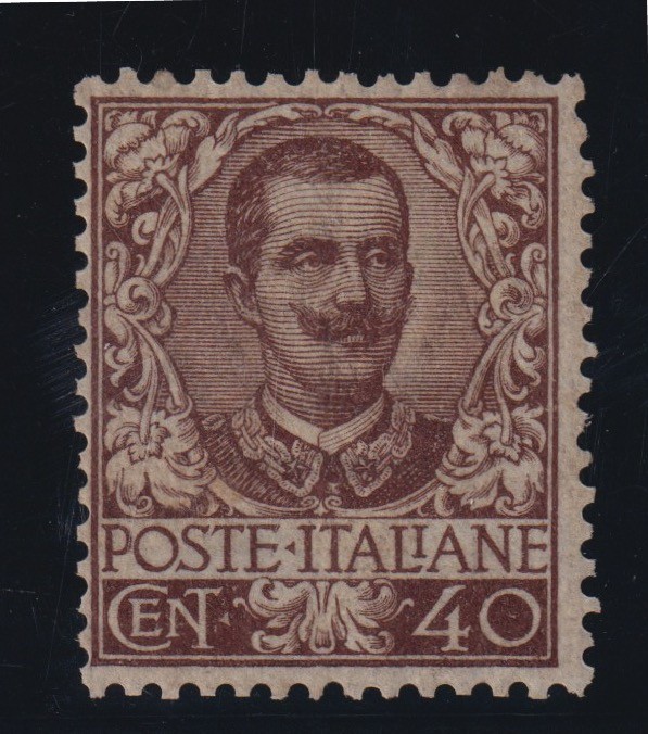 KINGDOM OF ITALY 1901 FLORAL 40C. M.N.H. CERT. CILIO
