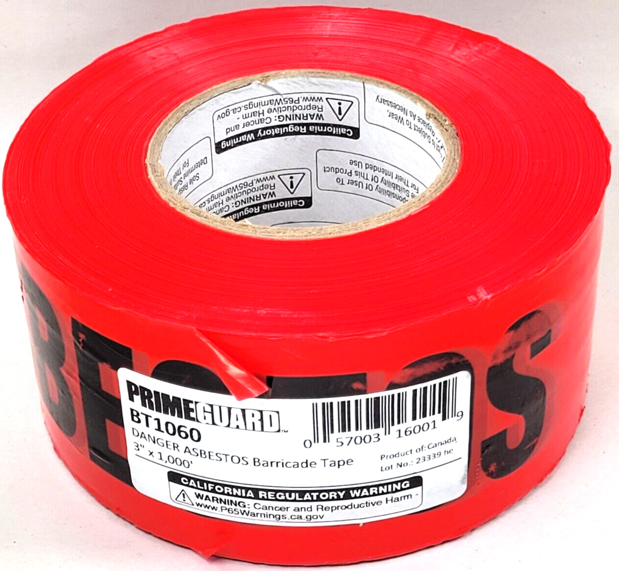 DANGER ASBESTOS Barricade Tape PrimeGuard BT1060 Red Barricade Tape ASBESTOS