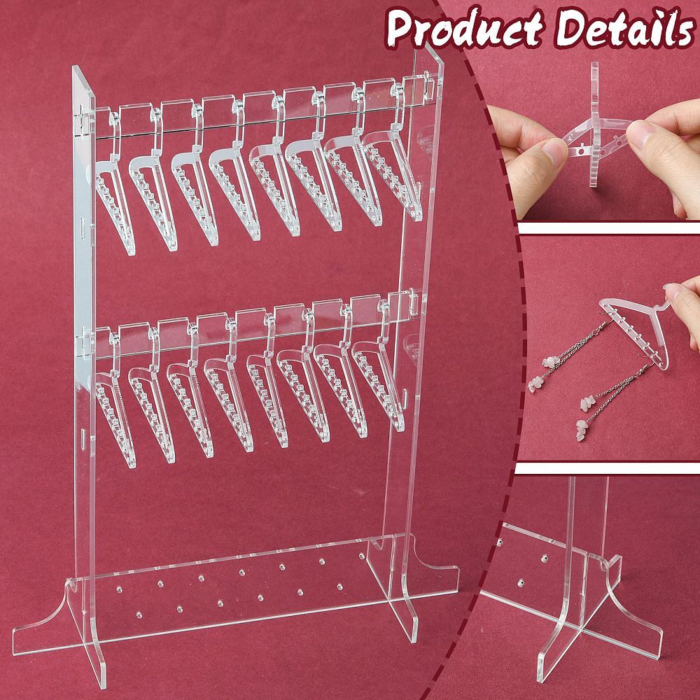 Transparent Acrylic Earring Display Stand Large Earring Hanger 2 Layers Storage