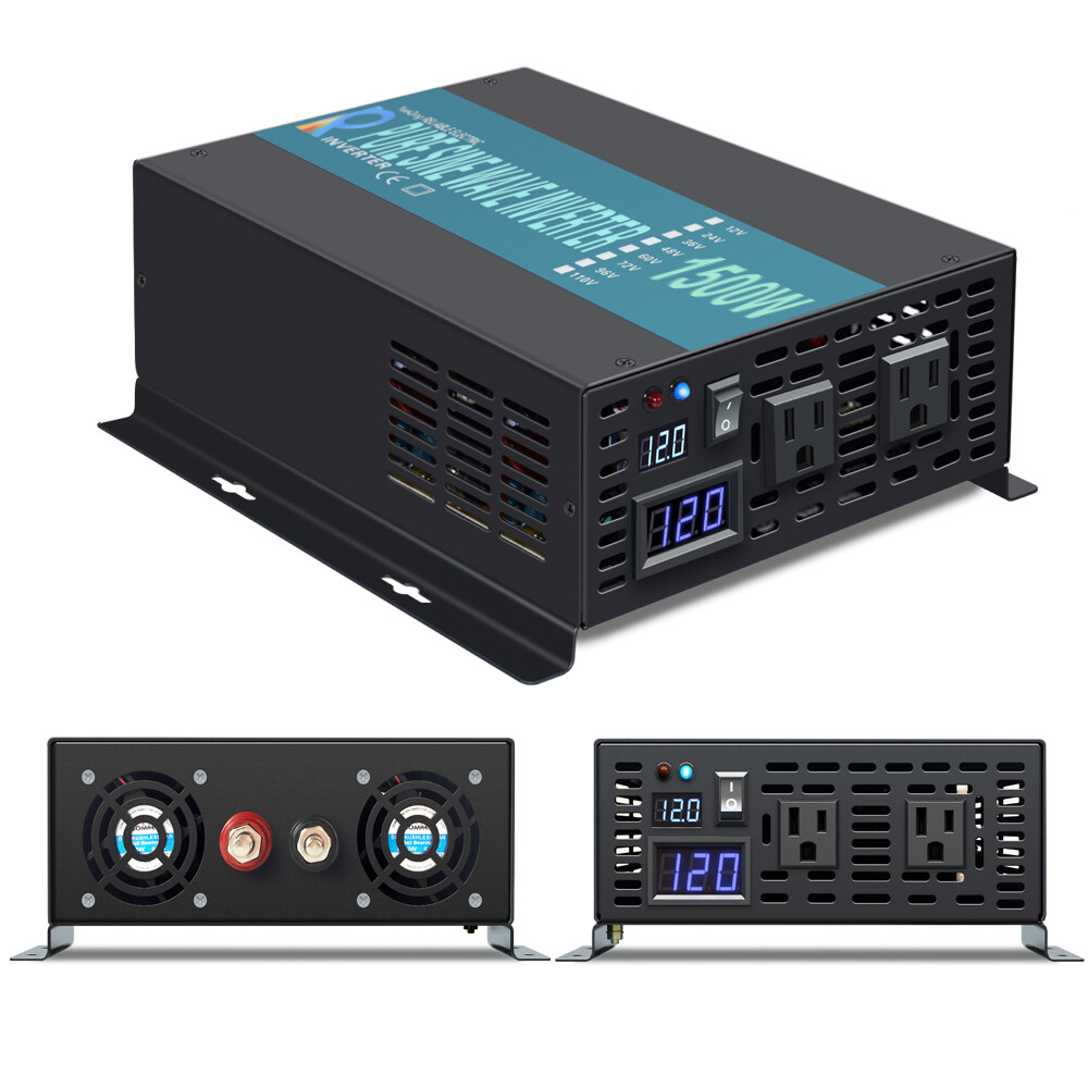 12v 24v 36v 48V to 120V Pure Sine Wave Inverter 1500W Solar System Home Car Camp