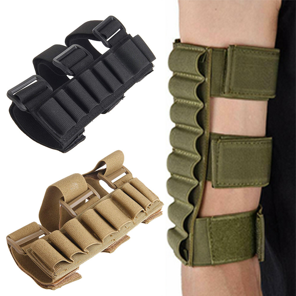 Tactical 8 Holes Shotgun Shell Holder Arm Pouch  Ammo Bullet Storage for Hunting