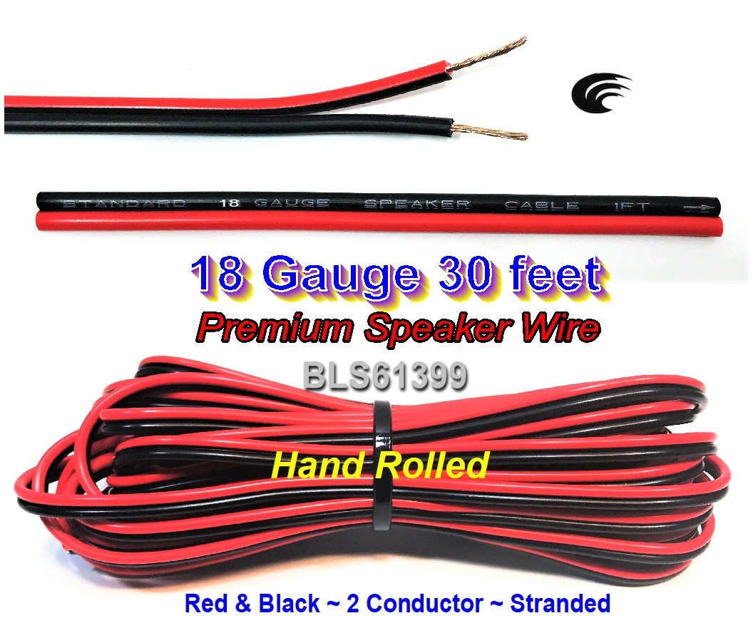 30' ft Red Black 18 Gauge SPEAKER WIRE Cable Home Car Audio Wiring 12V DC Power