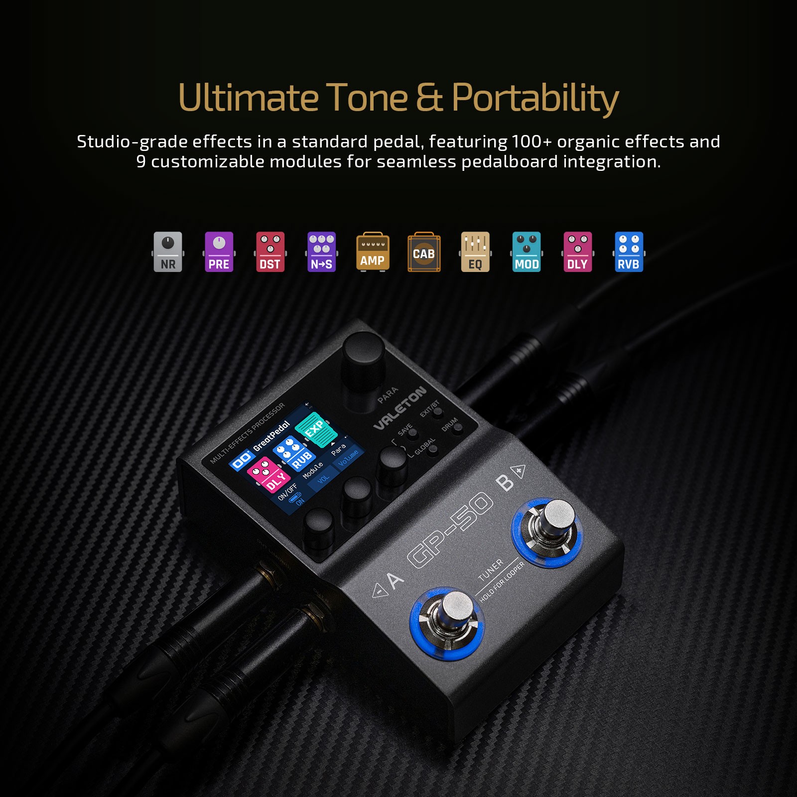 Valeton GP-50 Multi-Effects Processor | NAM & IR Loader for Guitar/Bass