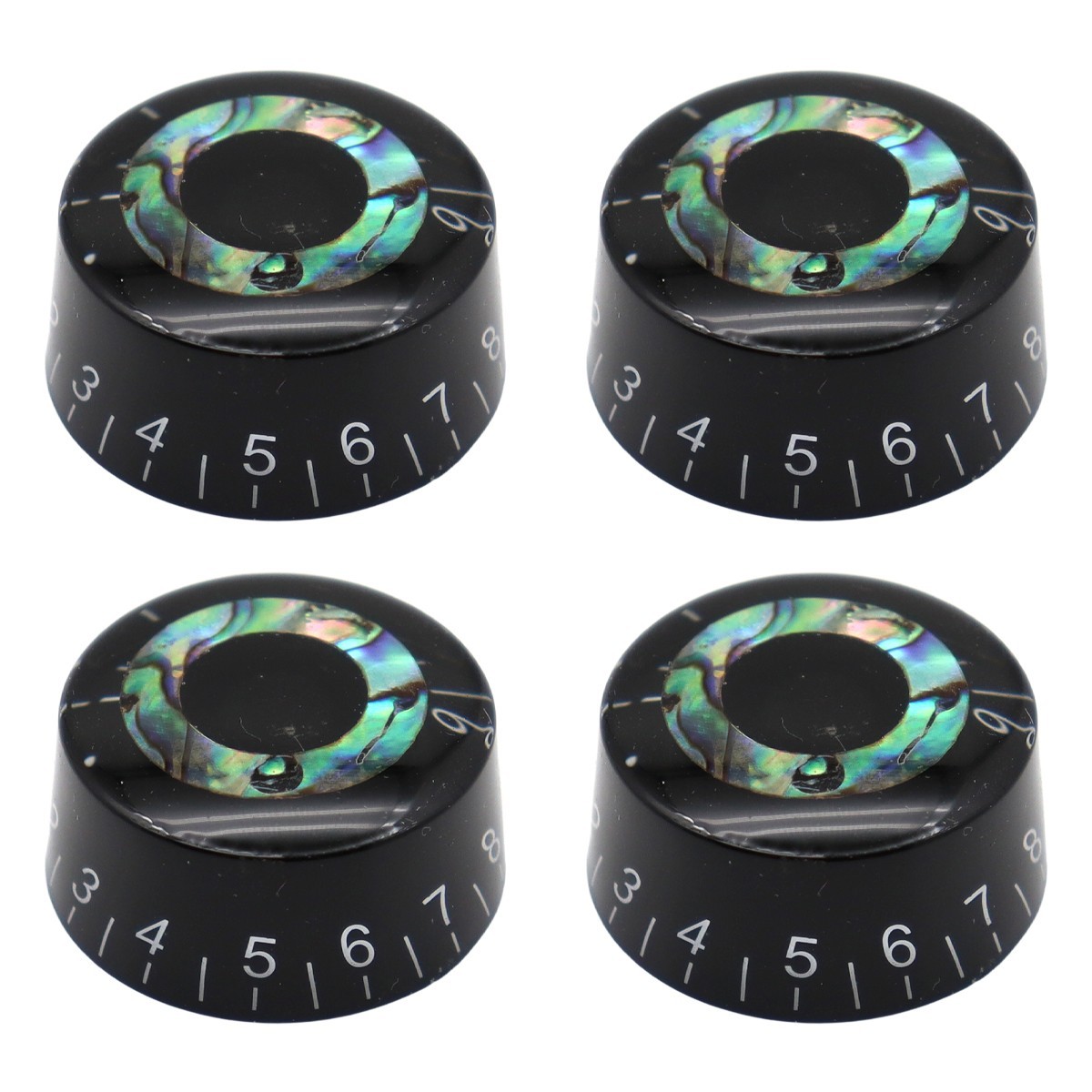 4x Abalone Ring Guitar Knobs Push-in Volume Amplifier Audio Control Knobs Black