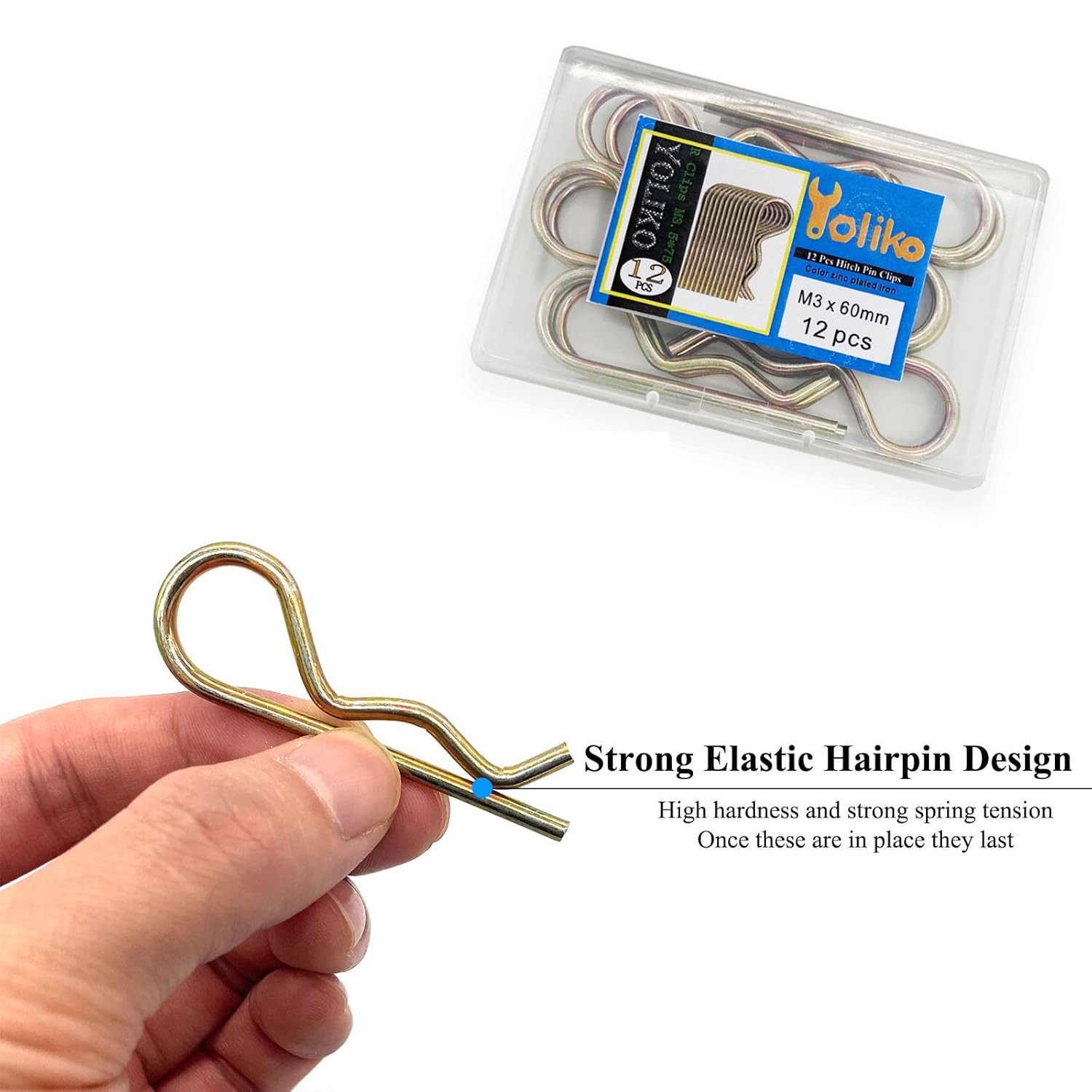 12 Pcs Heavy Duty Hitch Pins Clip R Clips Spring Retaining Wire Hair Pins Cotter