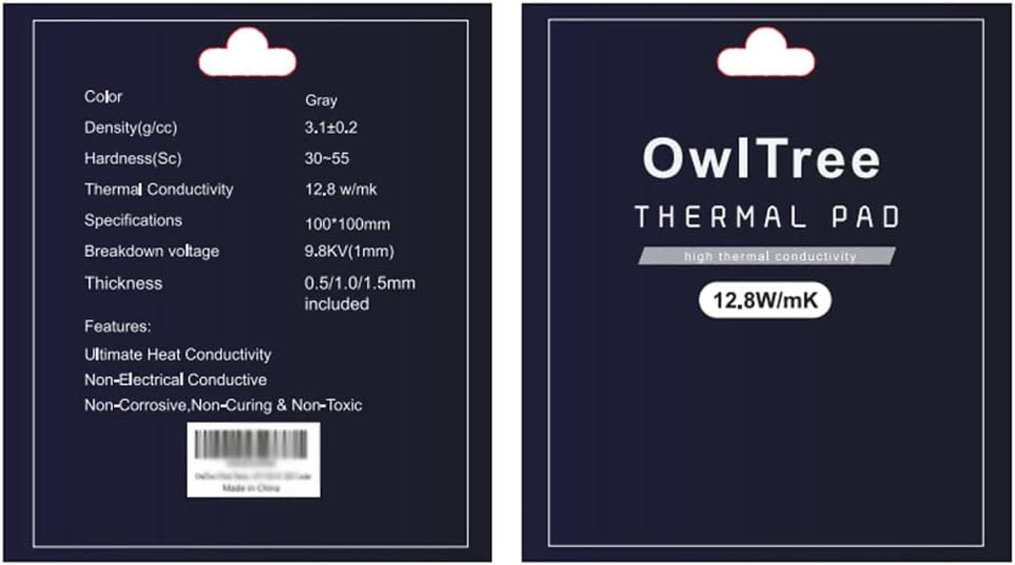 3 Pack Thermal Pads 100x100mm 0.5 1 1.5mm High Conductivity for CPU GPU Heatsink