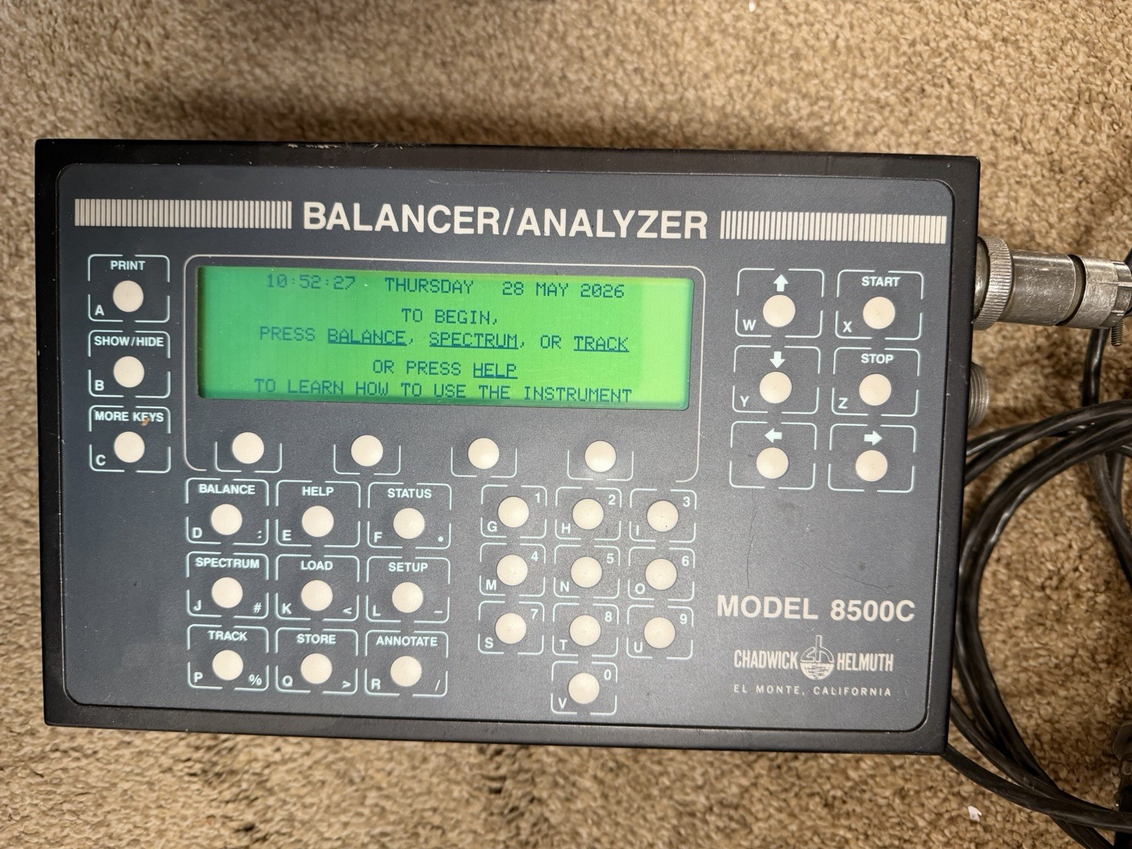 CHADWICK-HELMUTH MODEL 8500C BALANCER/ANALYZER (PART NO. 901-10800A)
