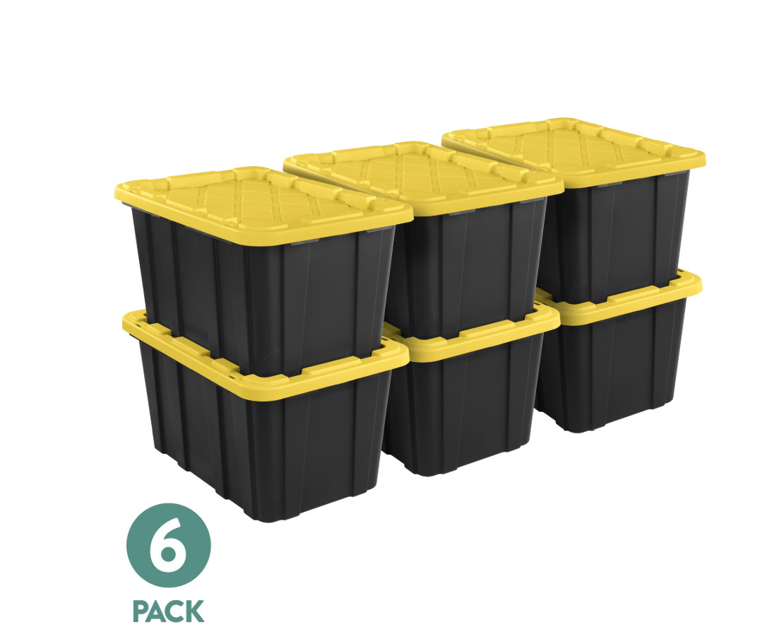 Sterilite Large Storage Bin, 27 Gallon Durable Plastic Storage Tote , 6 Pack