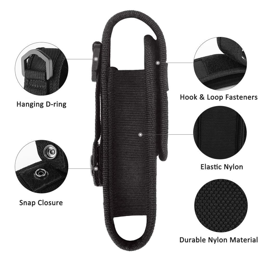 2-Pack Flashlight Battery Pouch Holster for 6.5"-8" Tactical Lights - Compatible