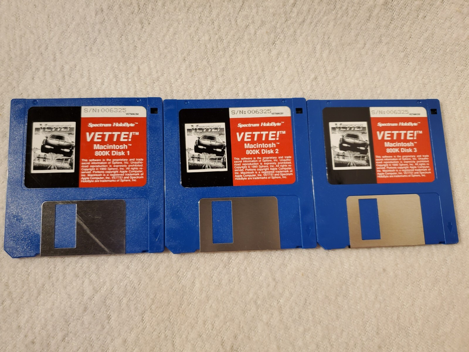 Vintage 1990 Spectrum Holobyte Apple Macintosh Vette! 3.5" Floppy Disk