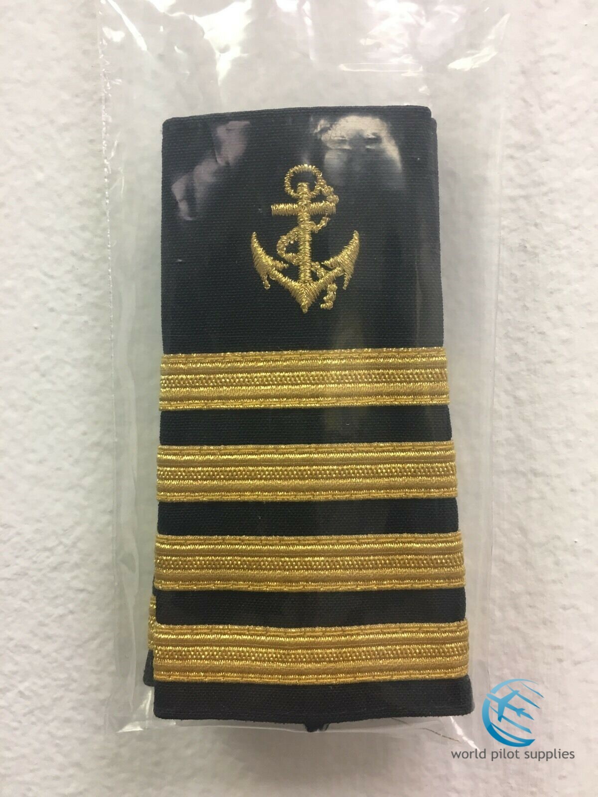 MARINE NAVAL MERCHANT YACHT CAPTAIN EPAULETS SLIDERS 1 pair  4 BARS GOLD BLACK