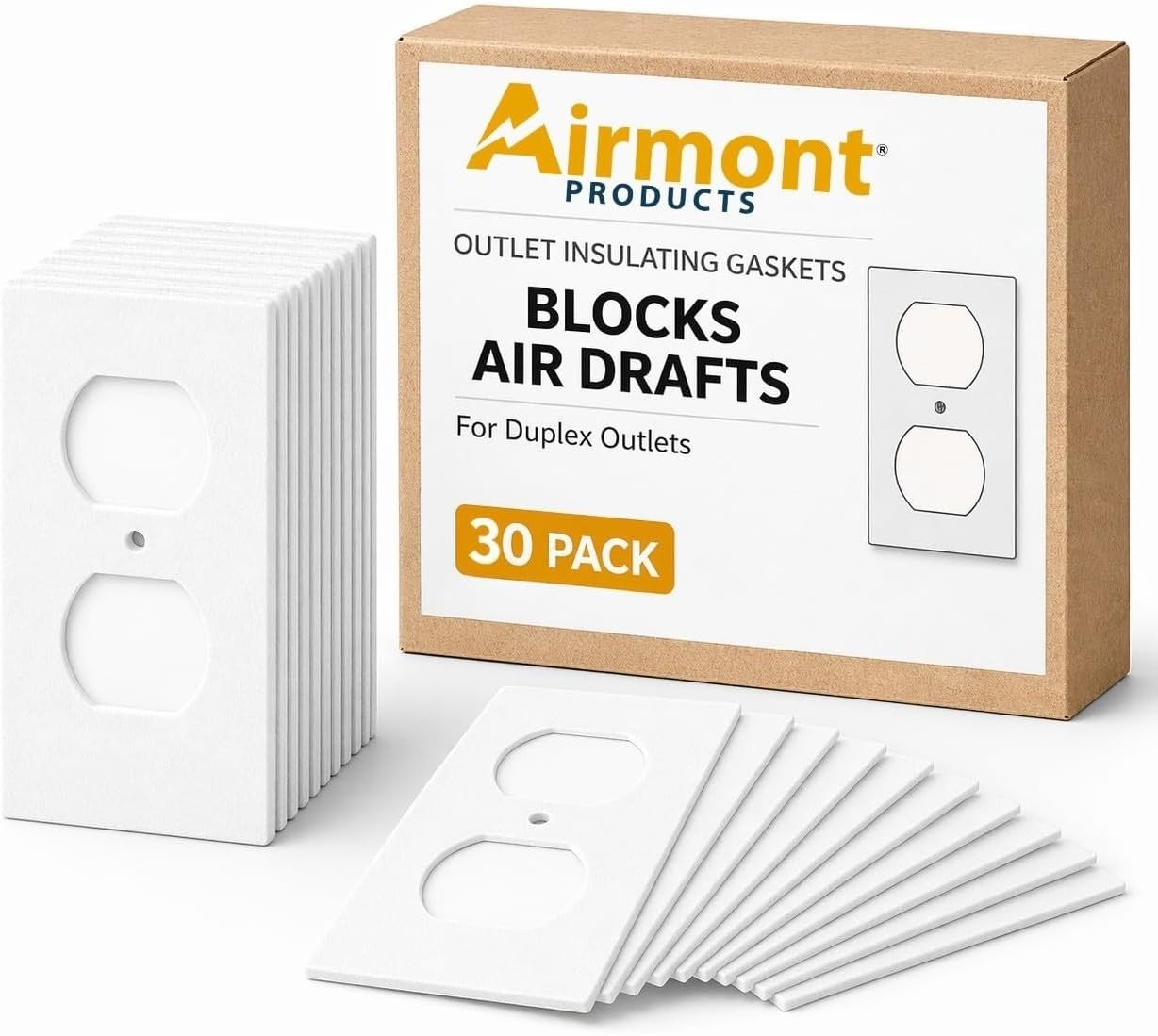 (30 Pack) 1-Gang Duplex Outlet Insulation Draft Sealers