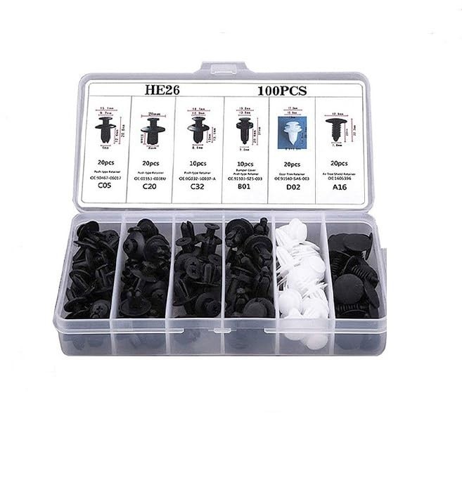 100 Pcs Bumper Clips Car Plastic Rivets Fasteners Push One Size, Black
