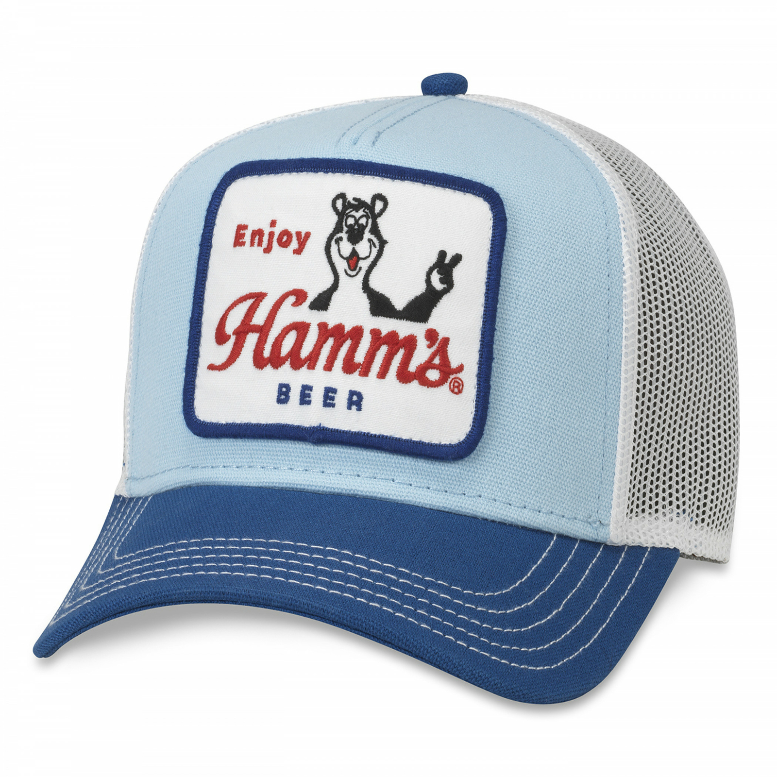 Hamm's Bear Patch Trucker Hat Blue