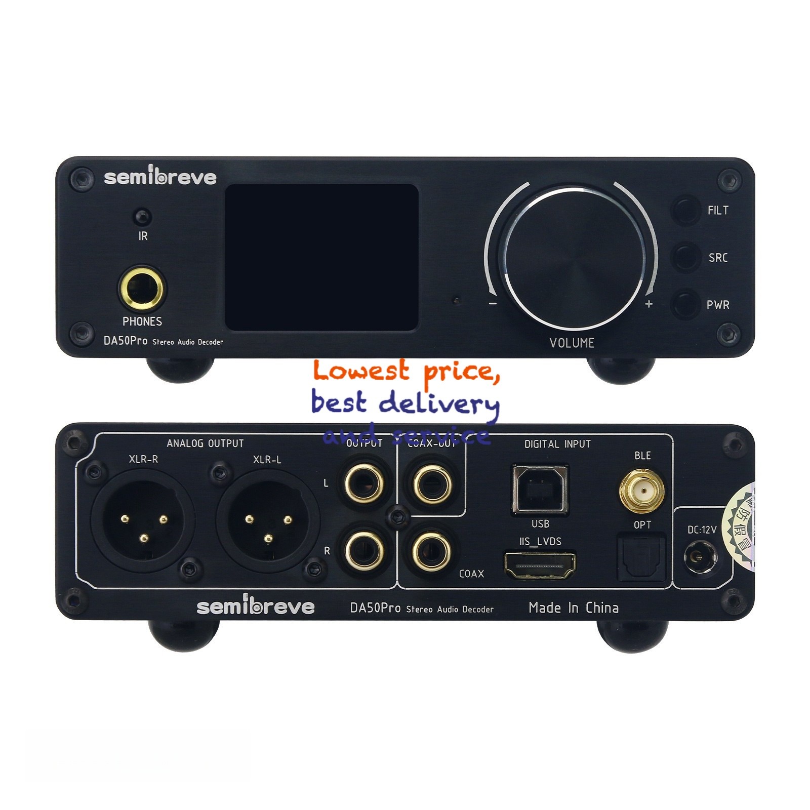 1PC Semibreve DA50Pro BT5.4 Stereo Audio Decoder Headphone Amp for XMOS