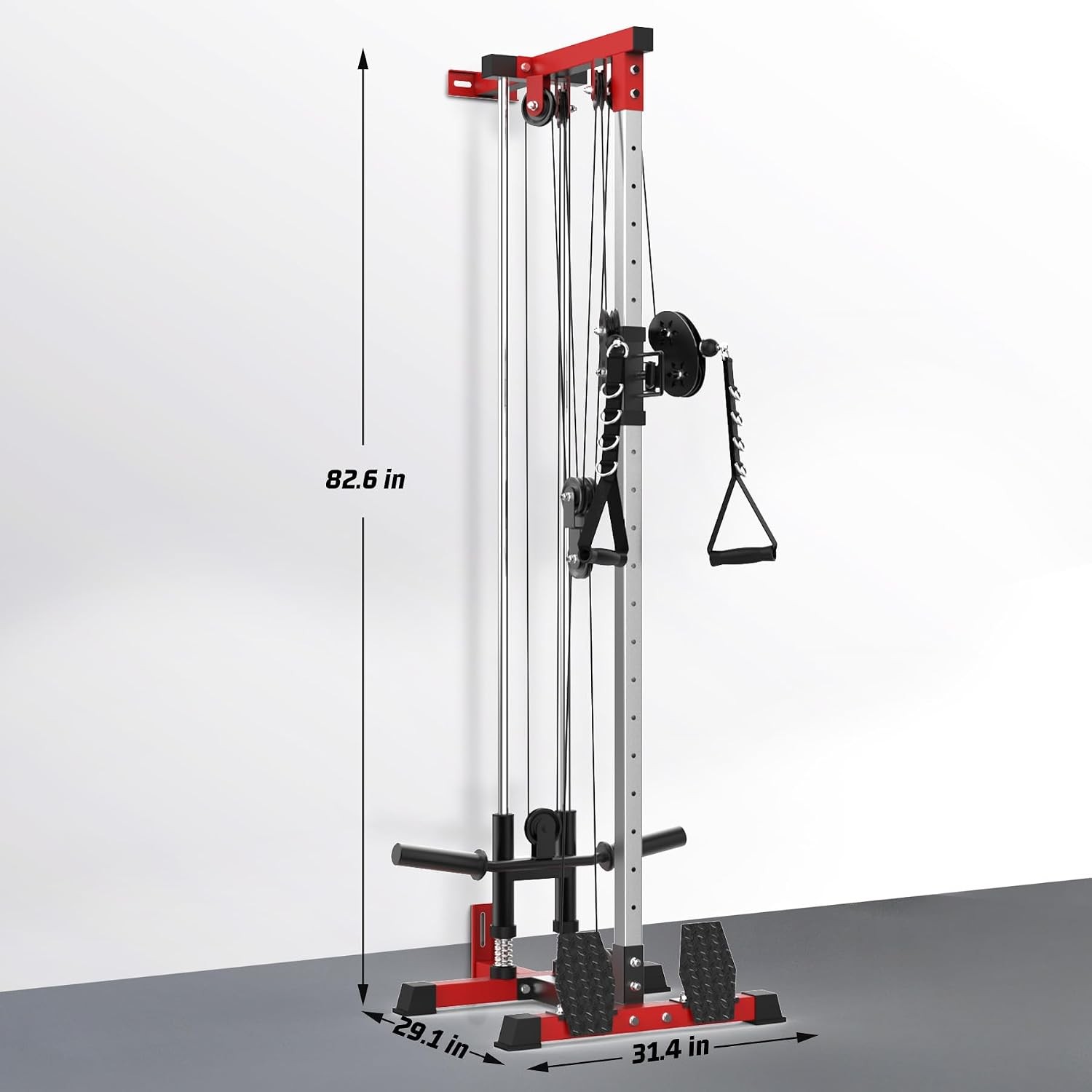 LAT Pulldown Machine with 20 Positions, Wall Mount Cable Machine Adjustable