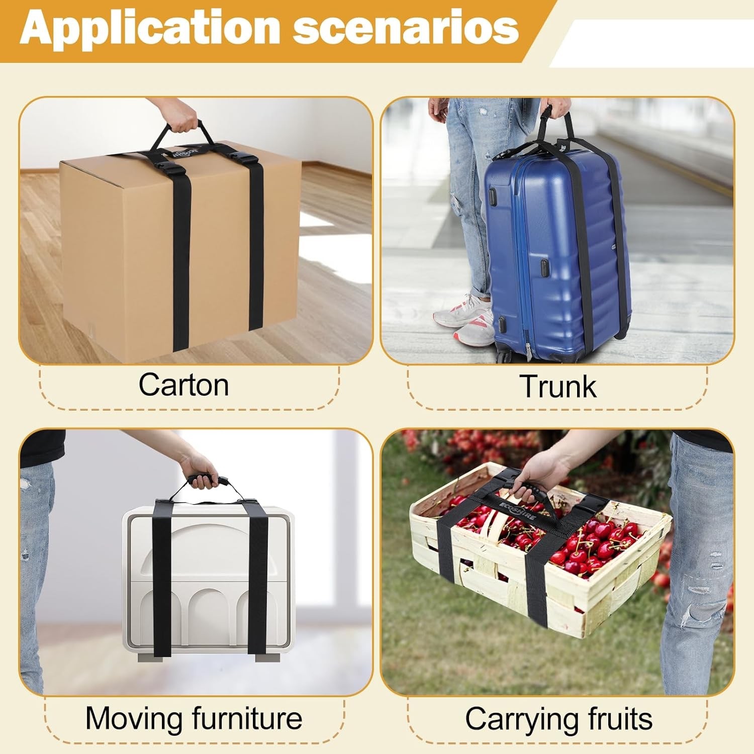 Carrying Strap with Handle, Handheld Belt for Safely Moving and Lifting Heavy...