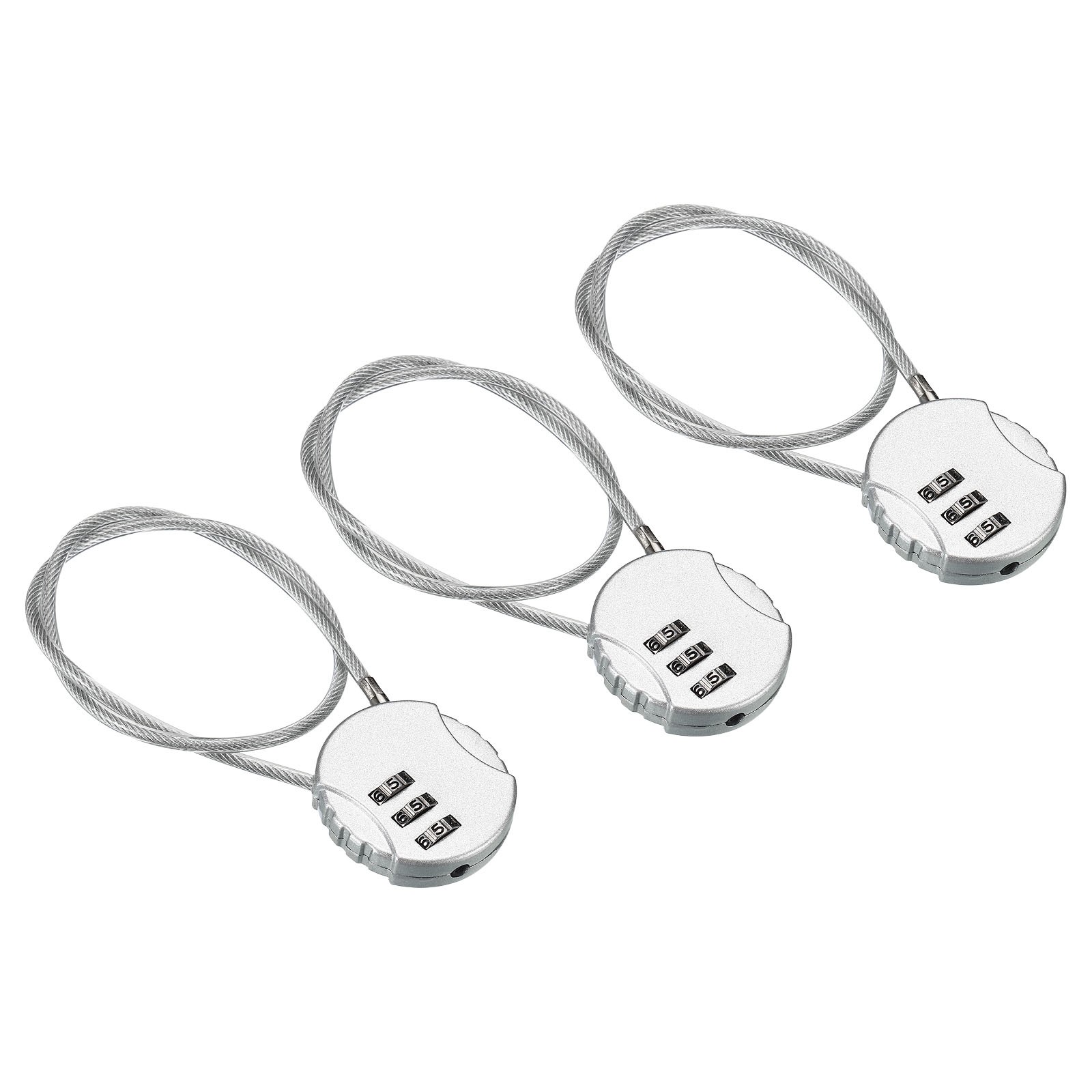 Small Combination Block 14.9", 3pcs 3 Digit Luggage Lock, Silver Tone