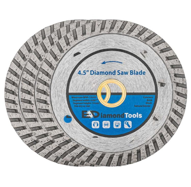 Turbo Mesh Saw Blades for Porcelain and Stone, 10mm Segment Height, (41B3FBE)
