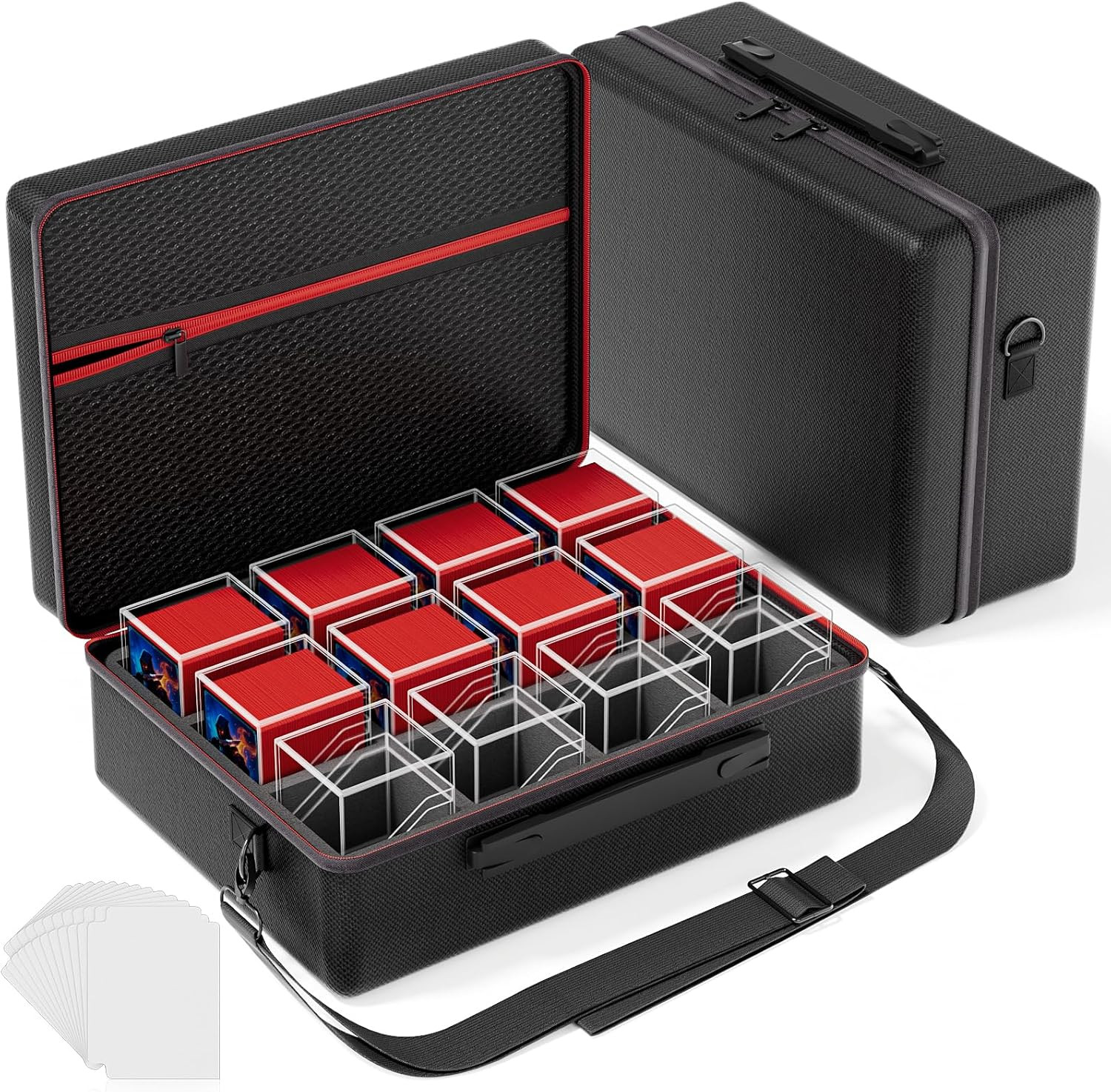 Card Deck Box with Portable Case, 12 Pack Clear Commander Deck Box with 12 Divid