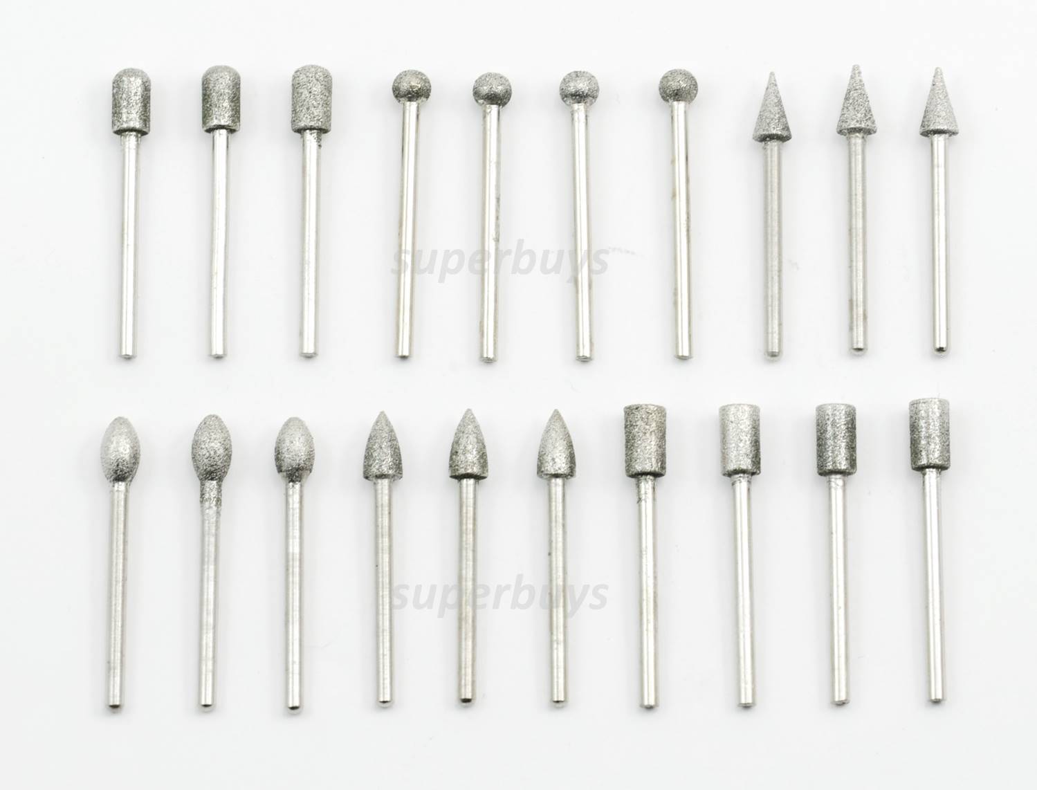 20pc 6mm Head Diamond Burr Deburring Manicure Nail Rotary Drill Bit Tool Set