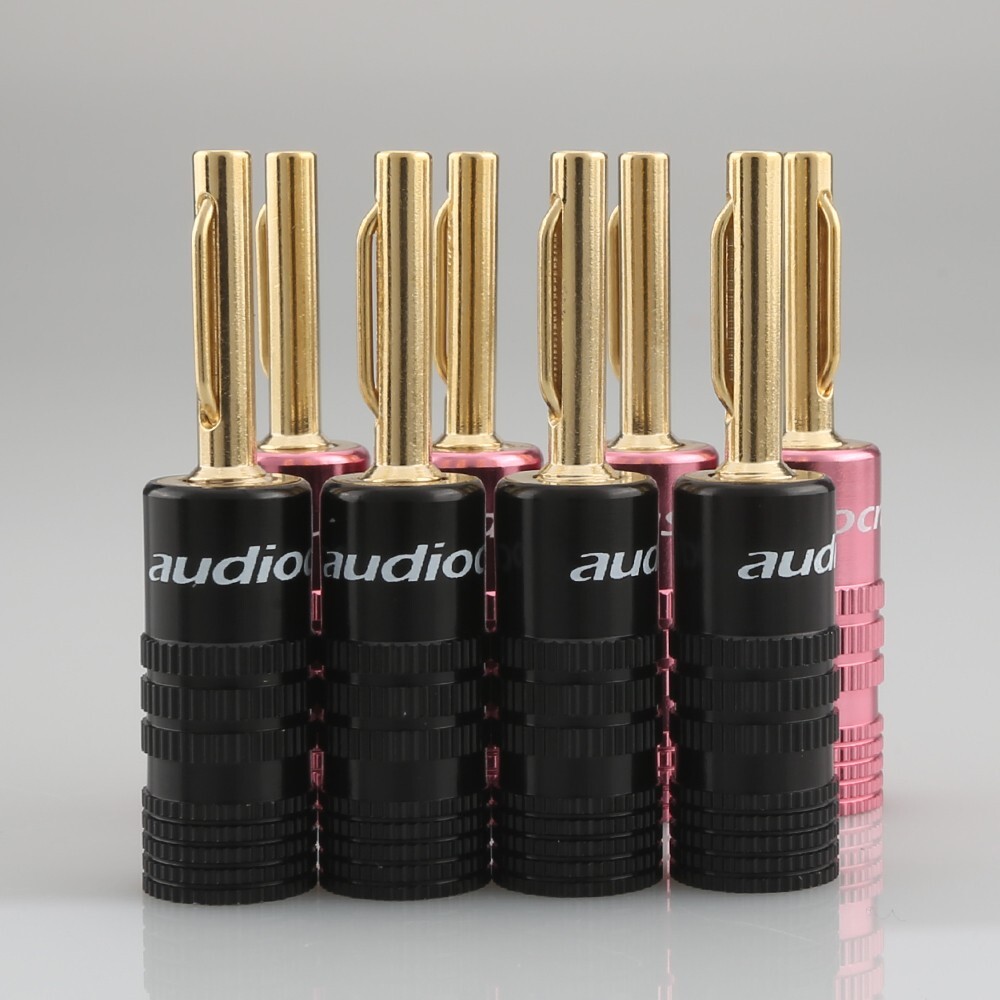 12Pcs 24K Gold Plated Pure Copper Banana Connector Plug for Speaker Cable DIY