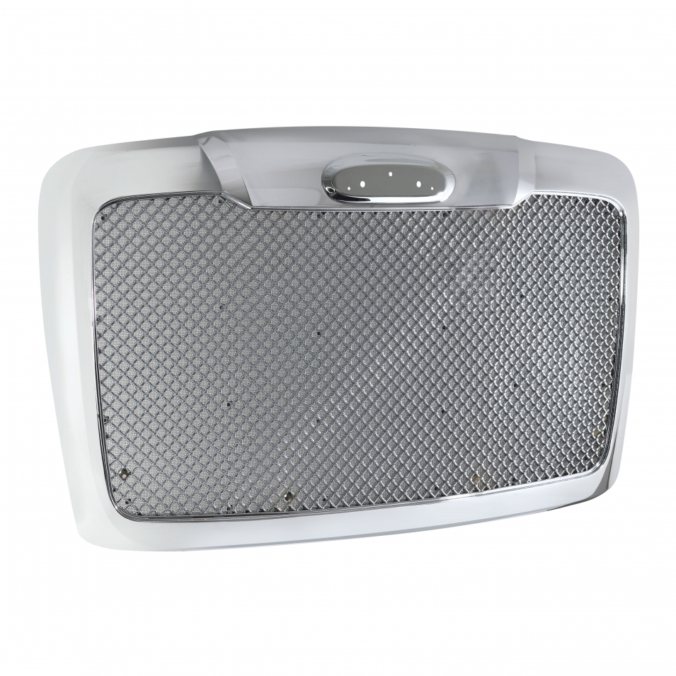 Freightliner Cascadia Chrome Mesh Grille with Bug Screen with Logo Mount