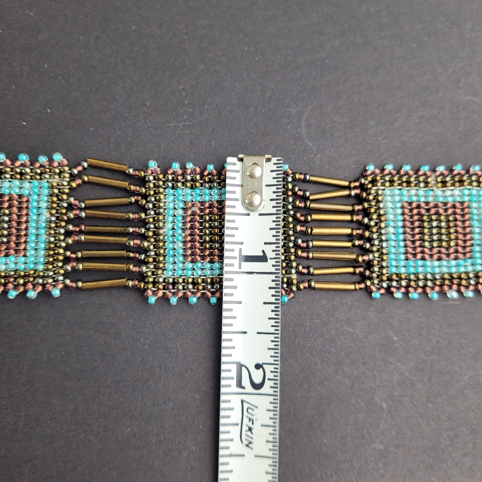 BOHO Seed Bead Adjustable Bracelet Handmade Blue Brown Mauve 5.5-7"