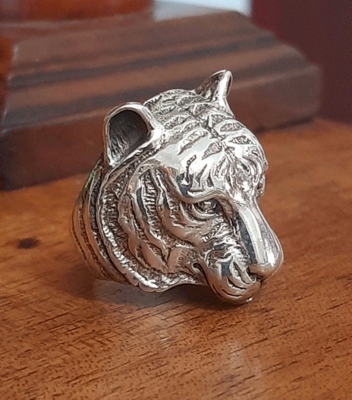 925 SILVER RING Men SEAL Tiger Tiger Ring Sterling Man $