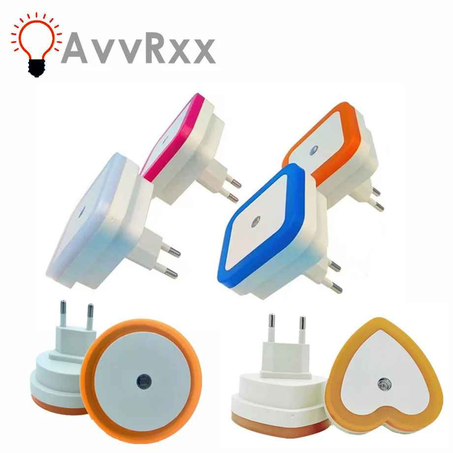 Mini LED Night Light EU/US Plug in Dusk to Dawn Sensor Wall Nights Lamp Square f