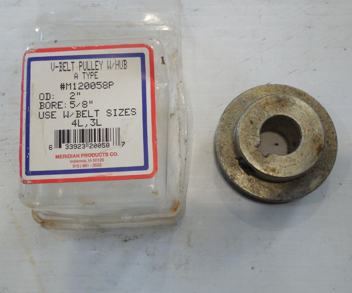 V Belt Pulley with Hub 120058 2" OD 5/8" Bore Use with Belt 4L, 3L