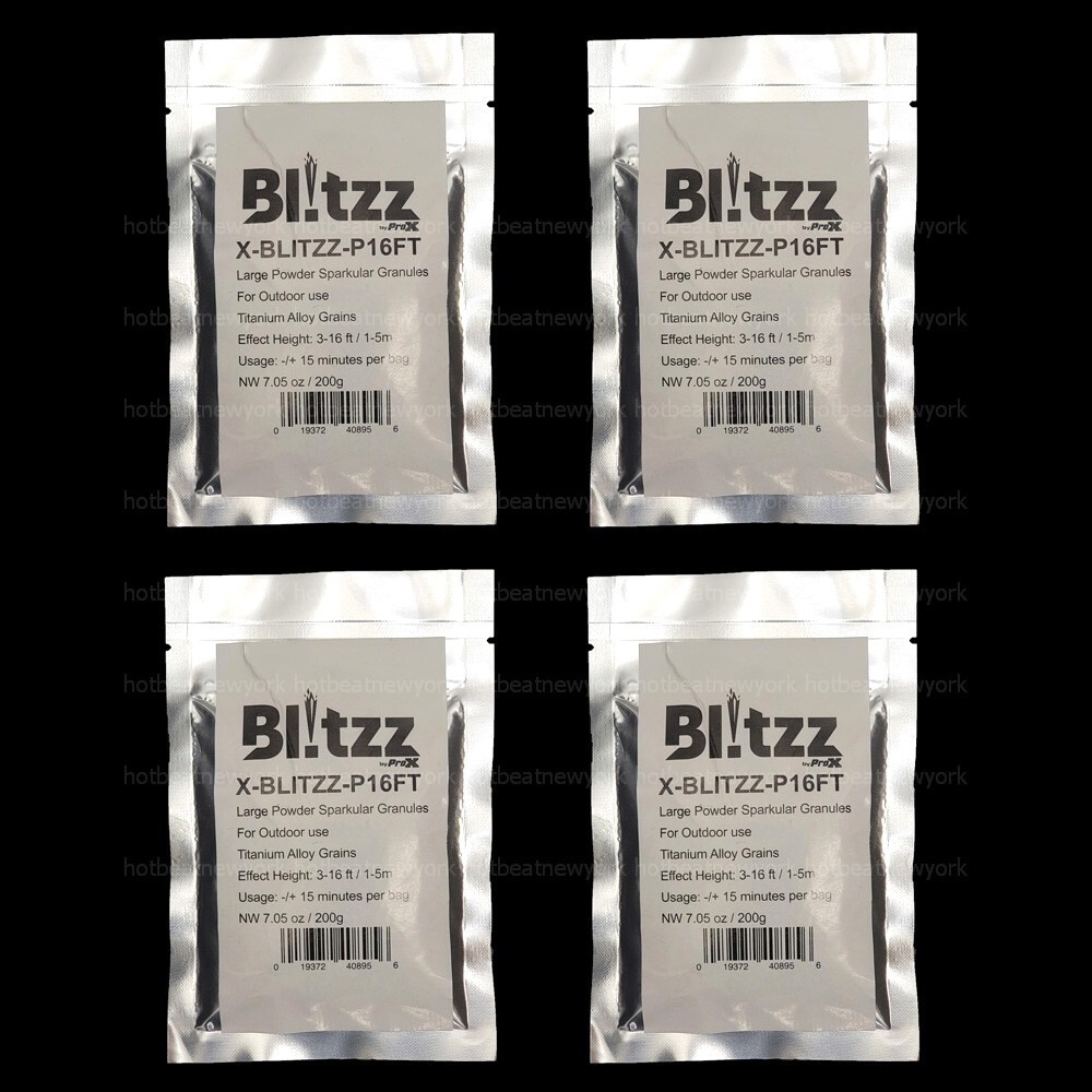4 x ProX Blitzz 3 -16ft Cold Spark Granules for Blitzz Pyro Effect X-BLITZZP16FT