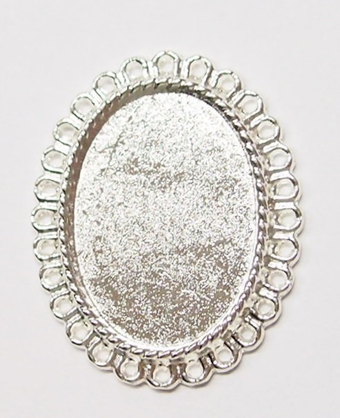 8 of 25x18 mm Horizontal /Vertical Silver Little Loops Pendant Settings 34x28mm
