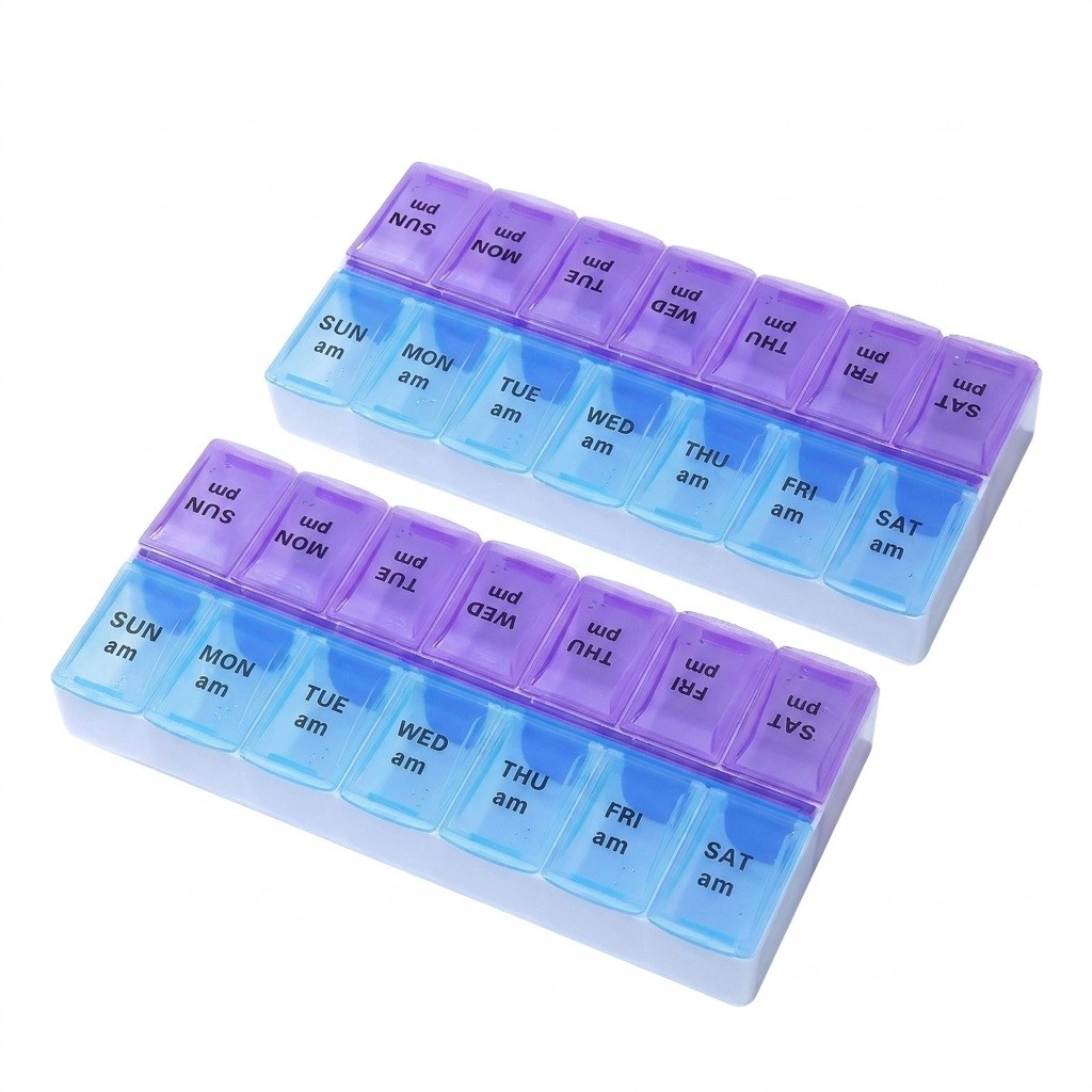 AM & PM Medicine Organizer Case Twice a Day Weekly Pill Box 1PC, 2PCS