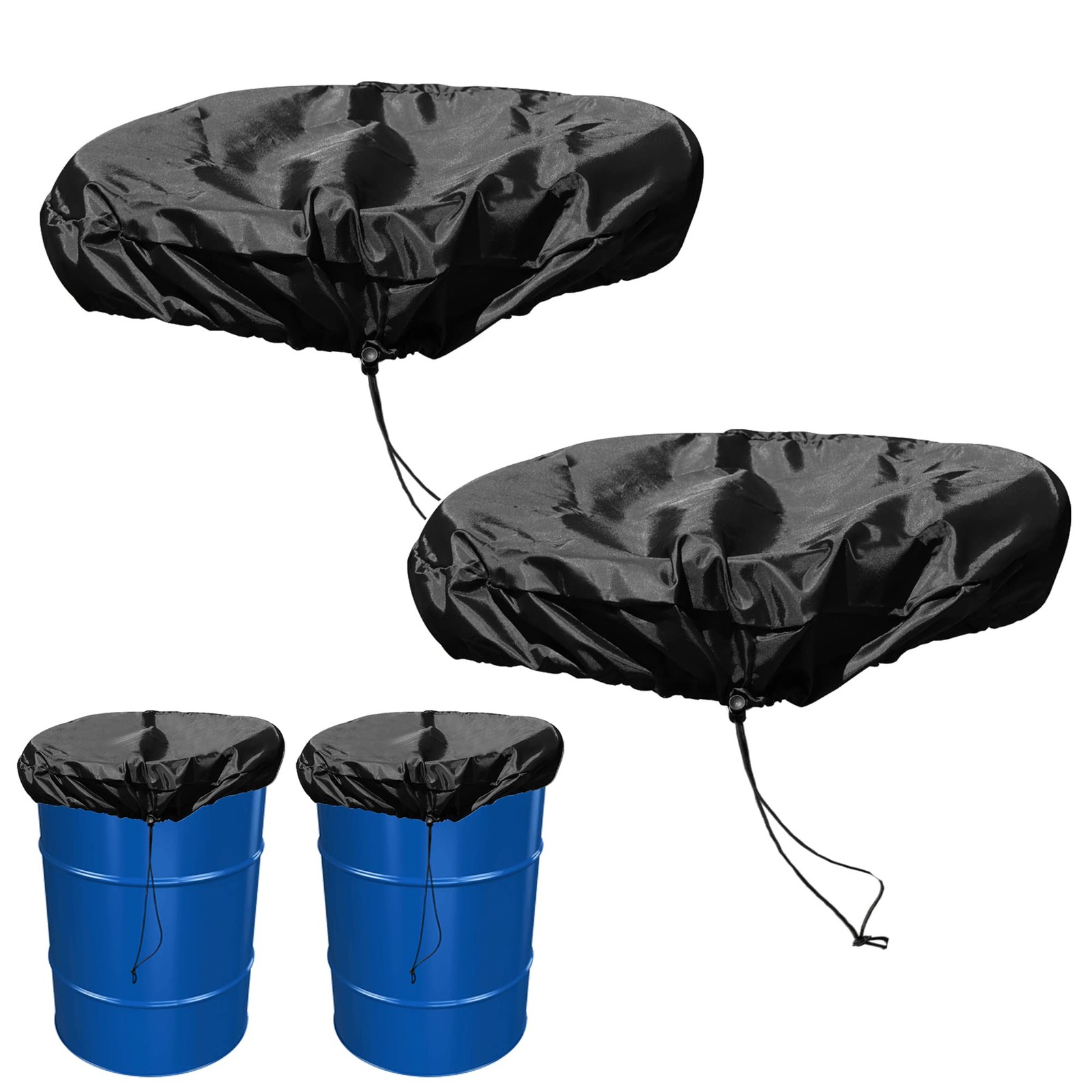 55 Gallon Drum Cover - 2 PACK Stretchable Adjustable Drum Cover with Drawstri...