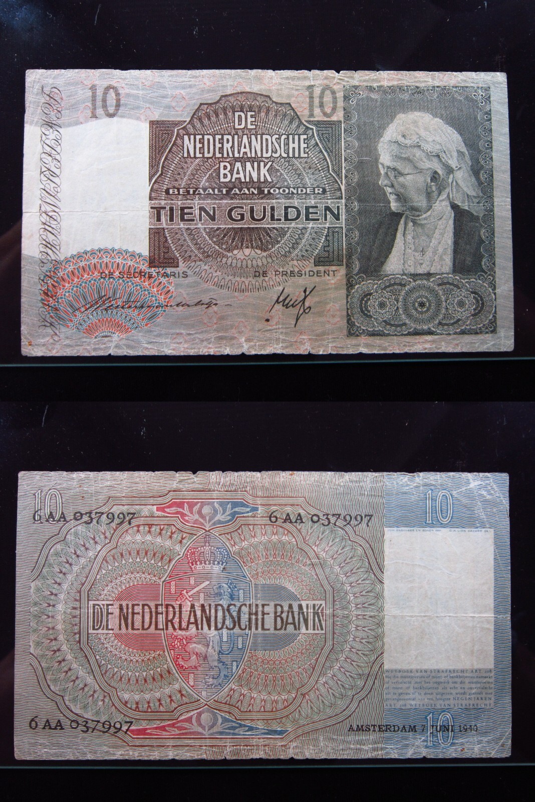 Netherlands 20 Gulden 1940 P54 i7997 Queen Emma Nederlandsche Bank Money