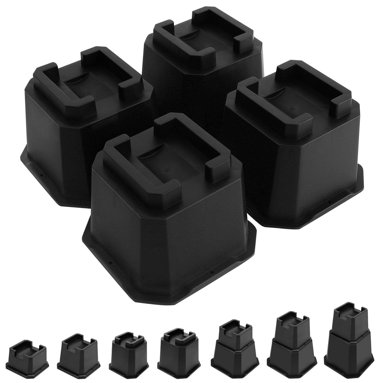 Bed Risers 4 Inch Heavy Duty Furniture Elevation Lift Blocks Black 4 PCS