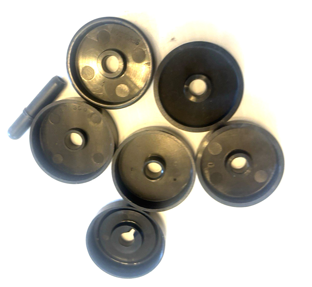 6 lot VTG Black Plastic 45 RPM Adapter Turntable Record Player Mixed