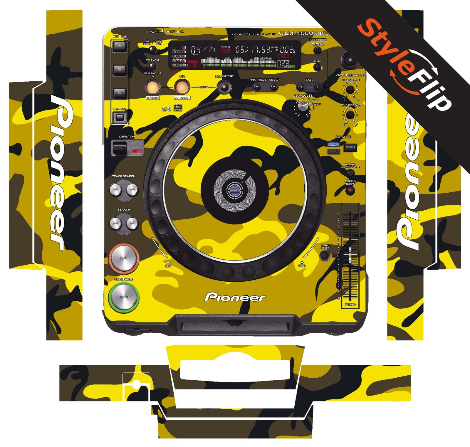 Pioneer CDJ-1000 MK3 | Yellow Camo | Protective Decal | StyleFlip Skins