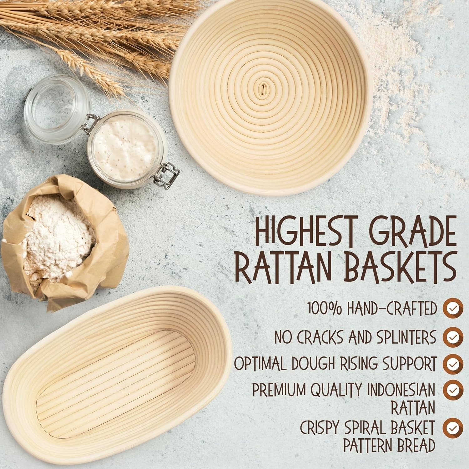 Sourdough Proofing Basket Set - Round & Oval Banneton