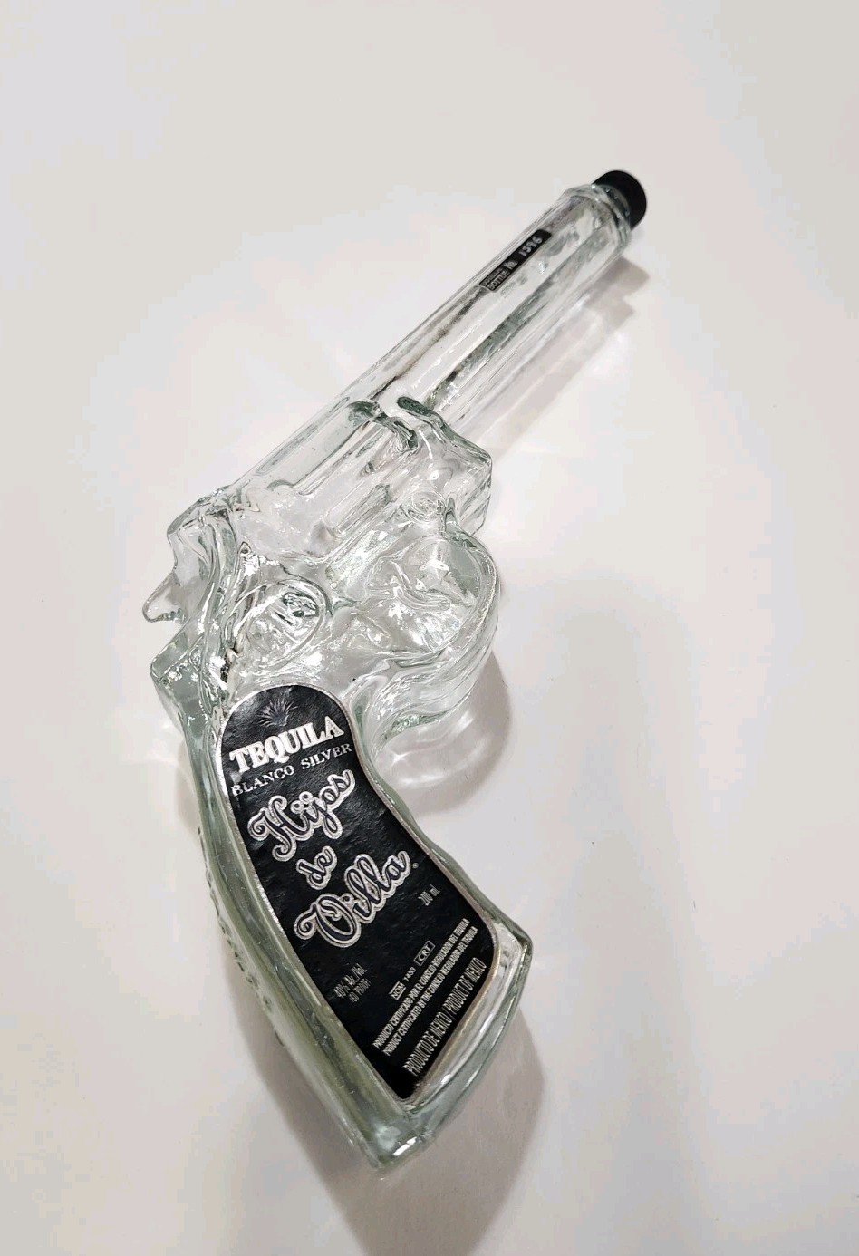 Tequila Blanco Silver HIJOS DE VILLA .38 Revolver Gun Shaped EMPTY BOTTLE 200ml