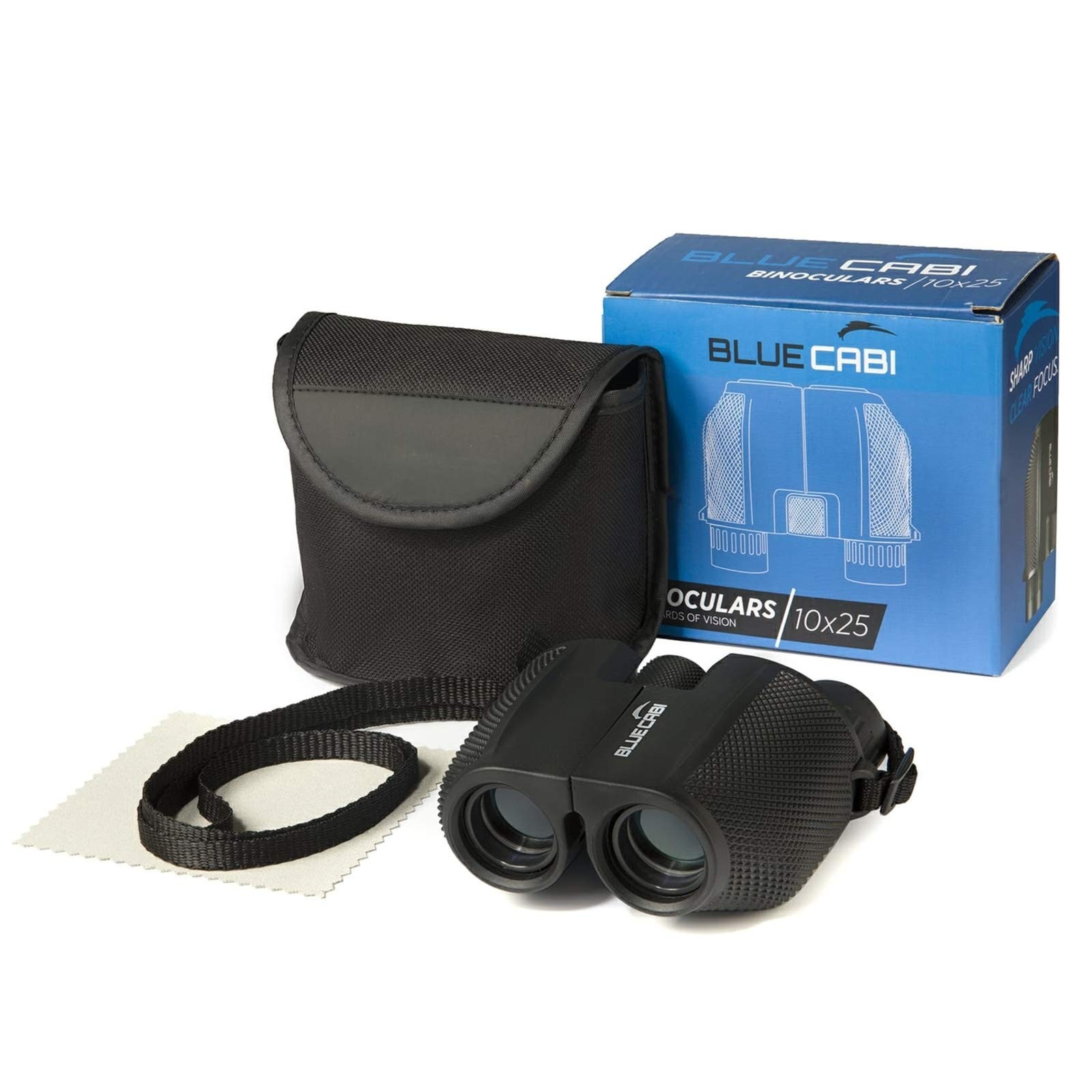 BlueCabi 10x25 Compact Binoculars Foldable Black Lightweight for Adults & Kids