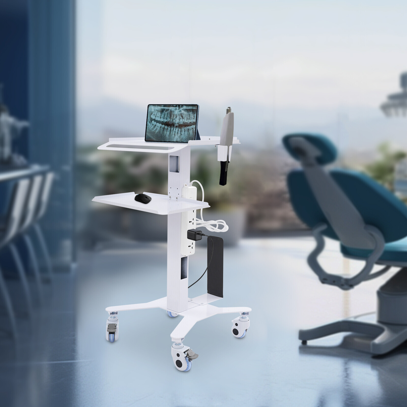 Adjustable Rolling Computer Cart, Mobile Standing Workstation, Mobile Cart
