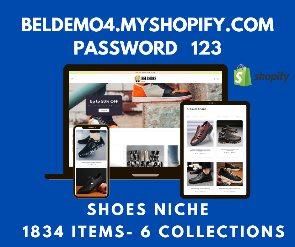 READY-MADE DROPSHIPPING Shopify Store - 1834 Products - Men Shoes niche