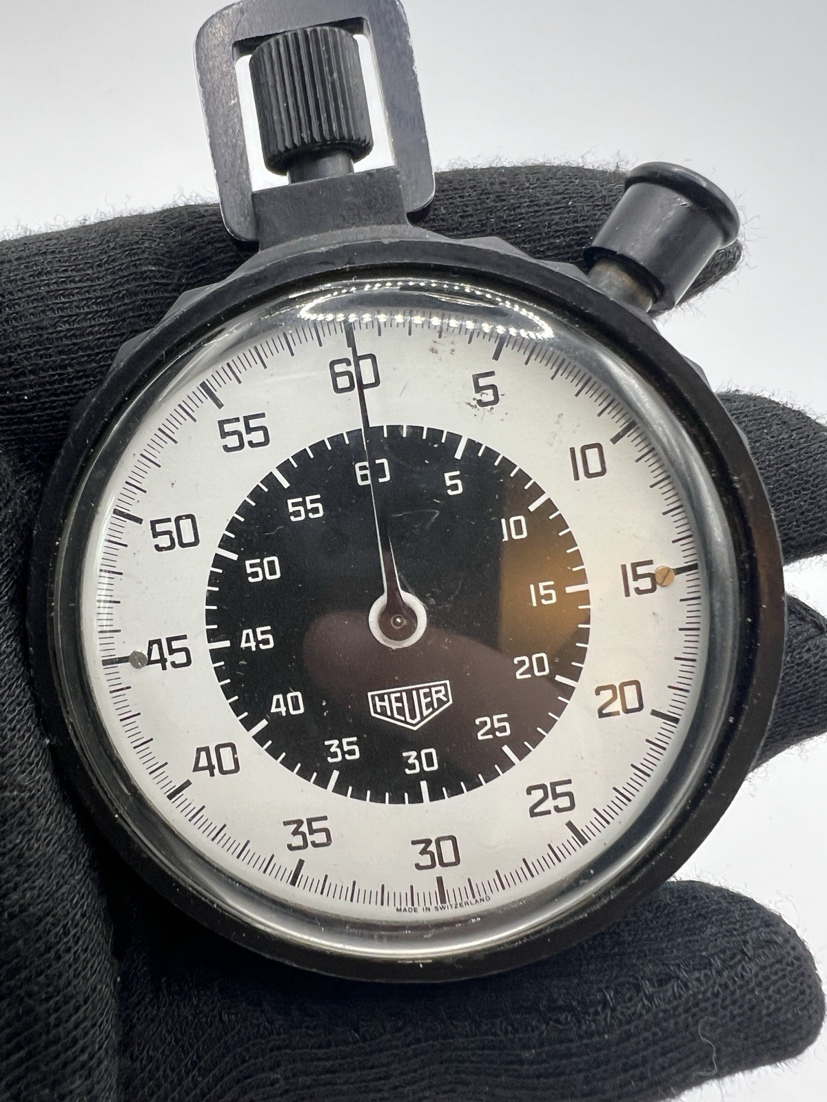 Vintage Heuer Military Issue Mechanical Stopwatch Recent Service Works Well