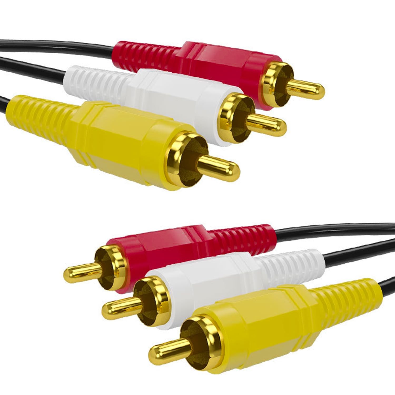 RCA Cable, AV Cable Gold Plated, Yellow/White/red connectors 3 Male to 3...